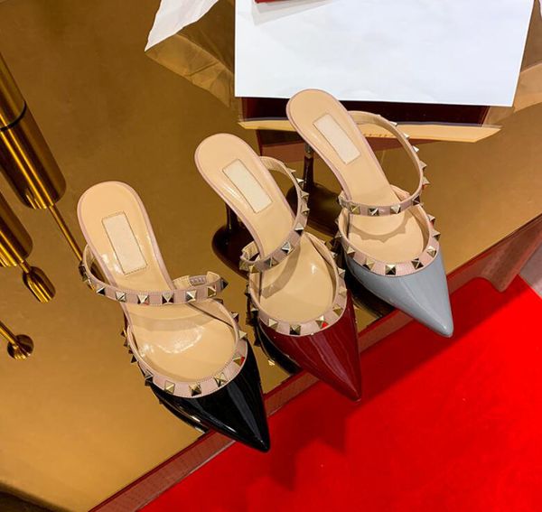 

sandals designer stiletto ladies pointed high heeled sandals size 35-43 v, Black