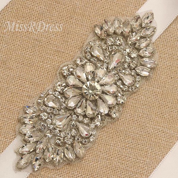 

wedding sashes missrdress bridal belt crystal sash silver rhinestone flower for dress gown jk887, White