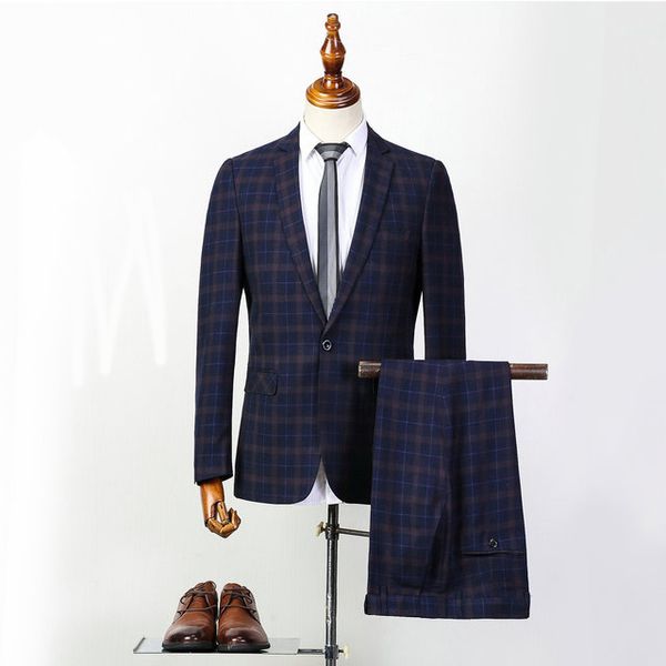 

more than 2021 men slim casual handsome suit professional business formal two-piece wedding fashion dress for the groom to choose#3, White;black