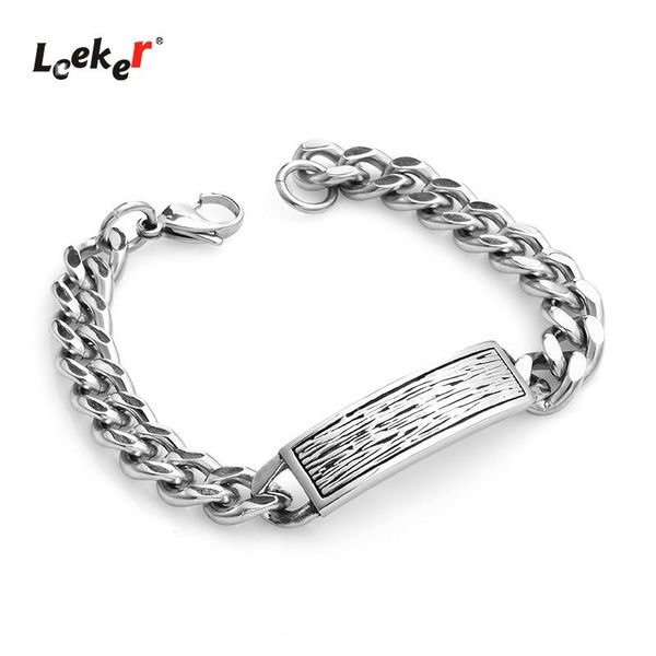 

link, chain leeker rectangle jewelry for men punk cuba steampunk men's stainless steel bracelet homme 2021 trendy 126 lk2, Black