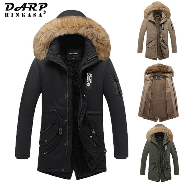 Inverno uomo lungo parka giacche cappotto caldo cappotto spesso casual parka uomo lungo collo di pelliccia in pile antivento con cappuccio giacche uomo 211129