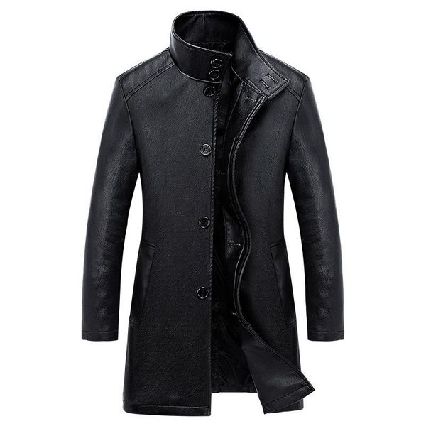 

men's jackets men business leather trench coat trend high-end causal handsome loose autumn simplicity fashion all-match pocket design p, Black;brown