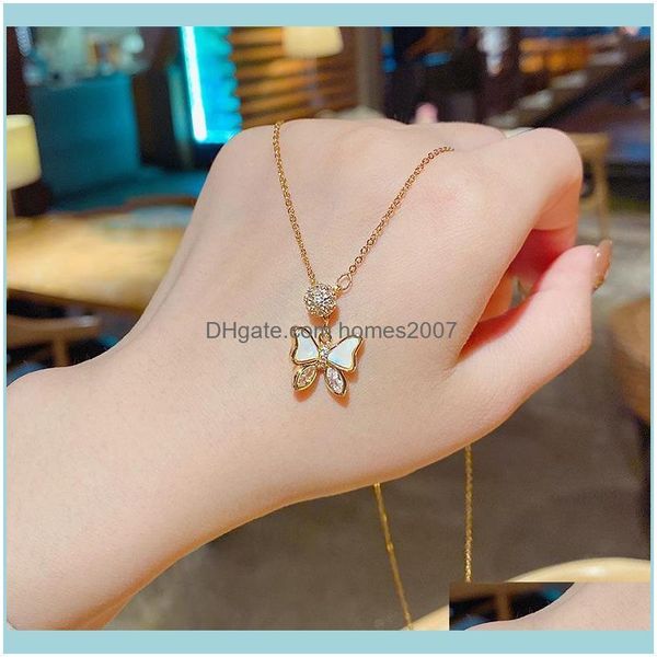 

necklaces & pendants jewelrysuper fairy french titanium steel butterfly necklace female personality temperament jewelry gift chains drop del, Silver