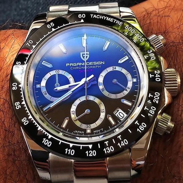 

wristwatches pagani design men watches black watch stainless steel waterproof business sport quartz wristwatch clock+box, Slivery;brown