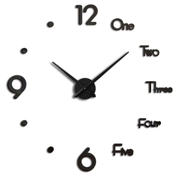 

large wall clock silent self adhesive sticker acrylic mirror modern design clocks living room