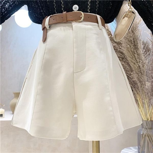 

women's shorts niche design clothing 2021 autumn suit high waist slimming loose straight wide leg pants casual, White;black