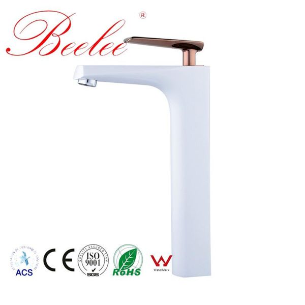 

bathroom sink faucets beelee basin faucet white and rose gold electroplating cold water mixing tap for lavatory