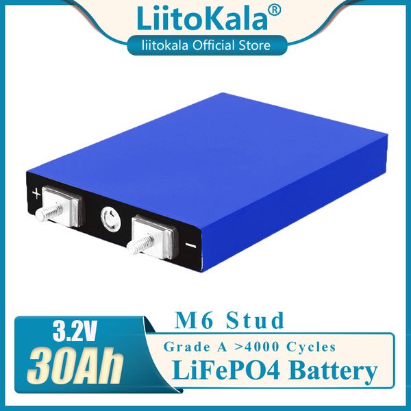 LiitoKala 3.2V 30Ah LiFePO4 pil hücresi Lityum demir fosfat derin döngüleri Diy 12V 24V 36V 48V güneş enerjisi EV/Dar Tekne/elektrikli Araba/Güneş Enerjisi Sistemi