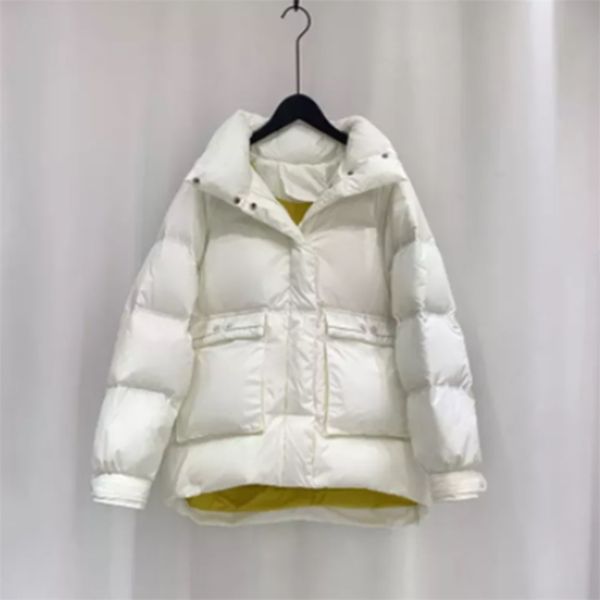 

stand collar women's down jacket short fashion winter bread coat female white duck casual wild clothing 211018, Black