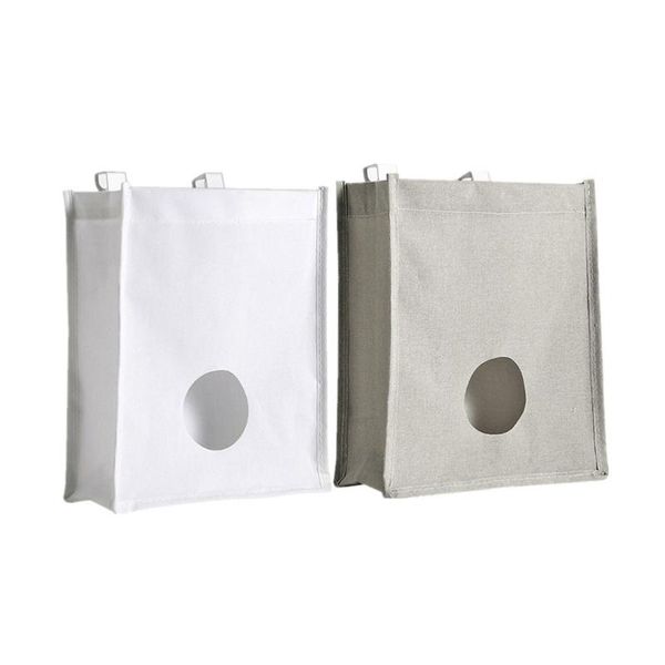 

storage bags 2pcs oxford hanging for kitchen garbage pouches (white grey)