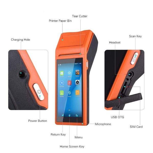 

printers perfect compatibility with e-boleta and facil boleta 5 inch android handheld terminal 58mm printer