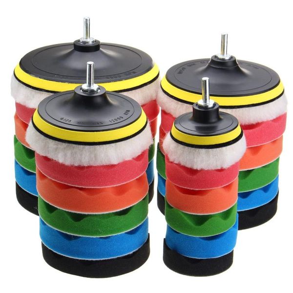 

car sponge 7pcs 3"5"6"7"sponge polishing waxing buffing pads kit compound-polishing-auto drill adapter