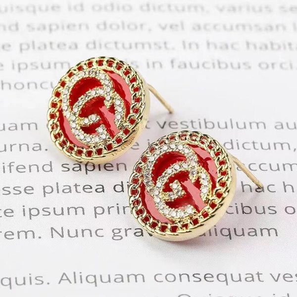 

designer earrings ear stud designers brand 18k gold plated geometry letters fashion women temperament crystal earring wedding party jewerlry, Golden;silver