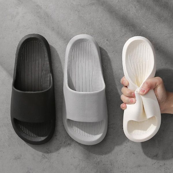 

slippers 2021 women thick platform summer beach eva soft sole slide sandals leisure men ladies indoor bathroom anti-slip shoes, Black