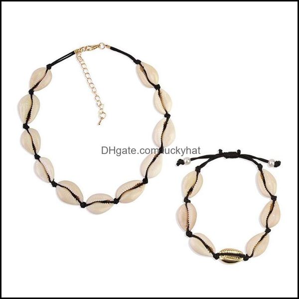 Colares pendentes pingentes j￳ias casca de corda preta Chain Women Colar de colar mar de alta qualidade de moda praia de praia entre entrega 2021