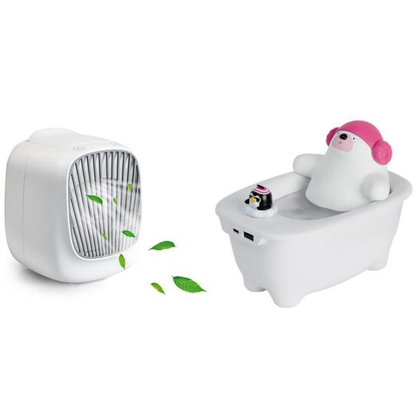 

humidifiers 550ml air humidifier usb bear shaped essential oil aroma diffuser led night light & portable mini conditioning fan