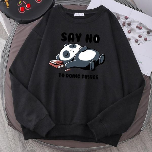 

men's hoodies & sweatshirts say no to doing things panda sleep hoodie male loose fashion mens sweatshirt anutumn casual tracksuit comfo, Black