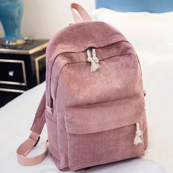 

outdoor bags preppy style soft fabric backpack female corduroy design school for teenage girls striped women