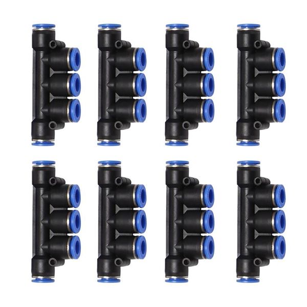 

pneumatic tools 8pcs pk-10mm five-way hose connector quick plug push in type, suitable for air / water pipe