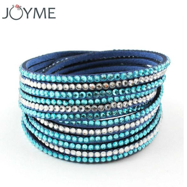 

tennis 9 colors fashion pink crystal wrap bracelets for women 2021 leather strand, Golden;silver