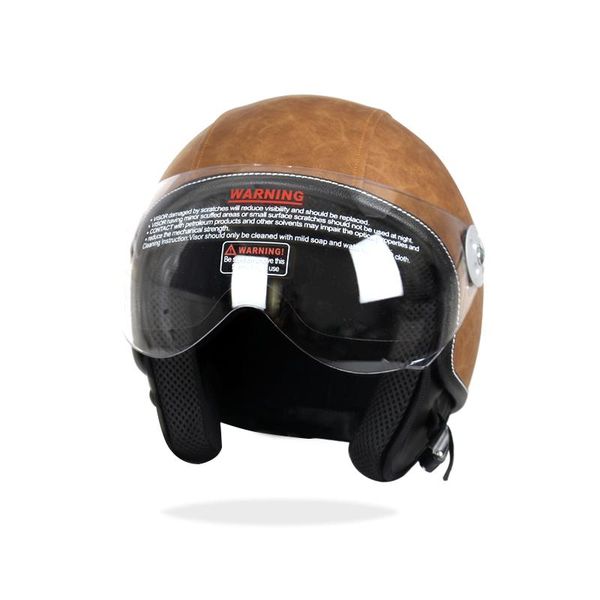 

motorcycle helmets retro helmet pu leather 3/4 half face men and women