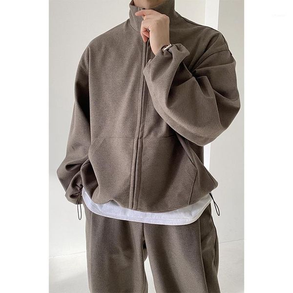 

men's hoodies & sweatshirts 2021 students daily casual sports korean fashion solid color zipper jacket trendy all-match outerwear, Black