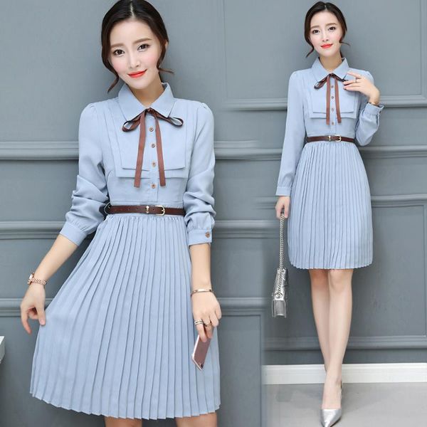 

casual dresses autumn winter chiffon midi dress bodycon korean women elegant party vestidos long sleeve temperament, Black;gray