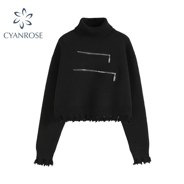 

sweater women turtleneck pullovers long sleeve solid stretch korean knit 2002 autumn winter casual female short sweaters 210430, White;black