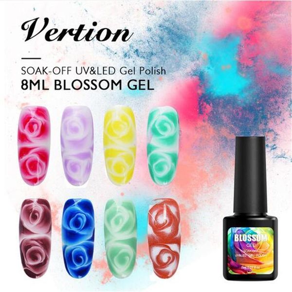 

verntion gorgeous color blossom gel nail polish semi permanent uv diy magic transparent soak off varnish 8ml1, Red;pink