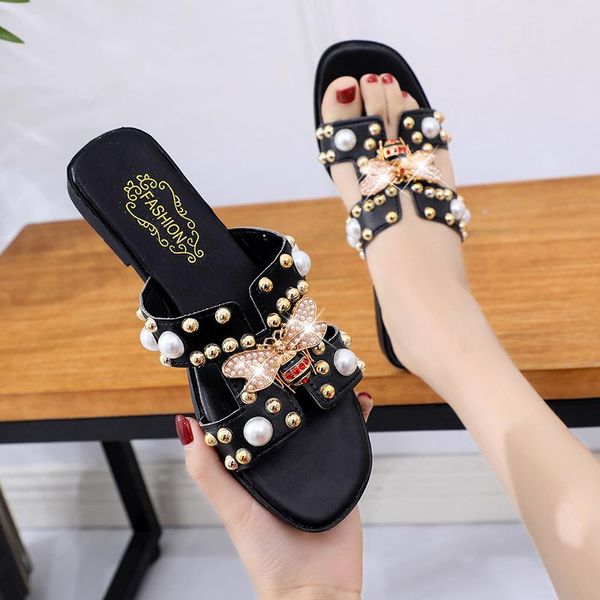 

slippers 2021 summer sandals women flip flops bohemia beach womens ladies shoes plus size 42, Black