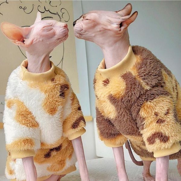 

cat costumes super thick hairless naked outfits double-sided fleece soft winter clothes kitty sphynx bald kitten