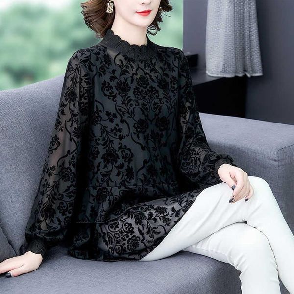 

women's blouses & shirts lace long-sleeved ruffled bottoming shirt female large size turtleneck stitching solid color pullover women sp, White
