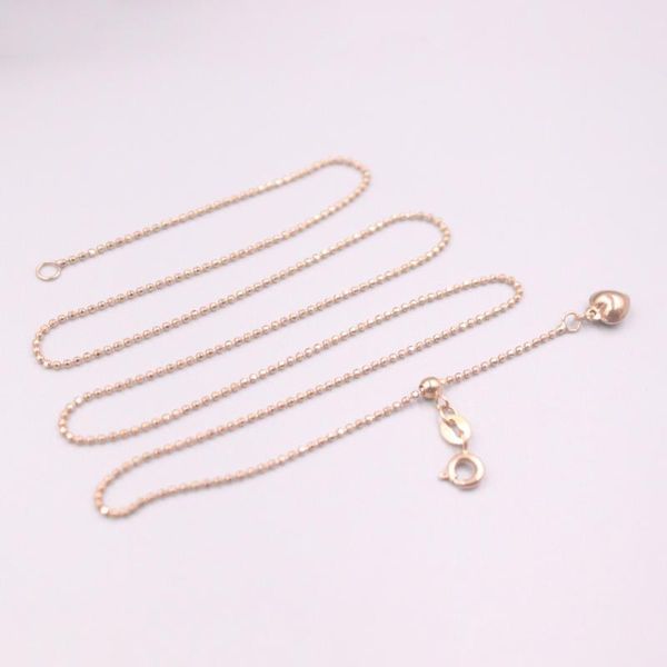 

chains au750 pure 18k rose gold necklace 1mm carved beads link chain 3.3g / 18inch for women gift, Silver