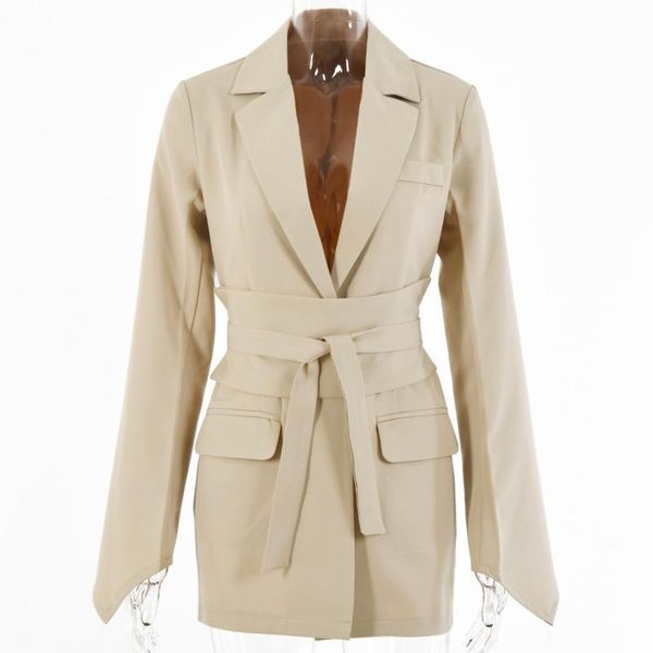 

women's suits & blazers [ewq] korea chic trendy women simplicity solid color lapel tie wide loose fashion khaki long-sleeved blazer aut, White;black