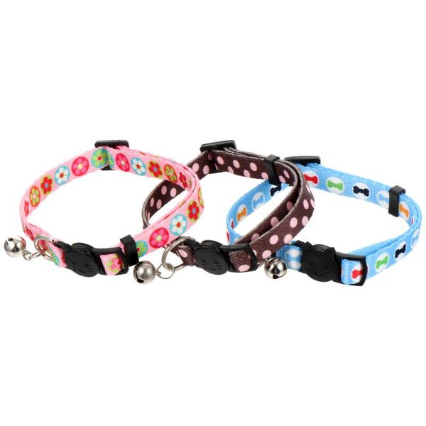 

cat collars & leads 3pcs pet safety buckle exquisite flowers with bells