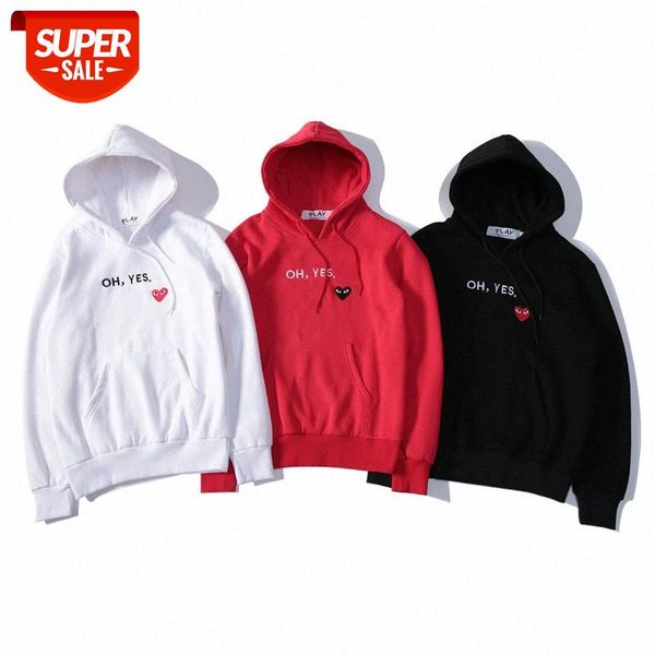 

little red heart embroidered sweater women plus velvet loose pullover hooded couple clothes quality oh yes #t83w, Black