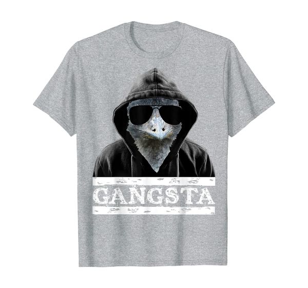

cool emu bird funny flightless bird gangsta t-shirt, White;black