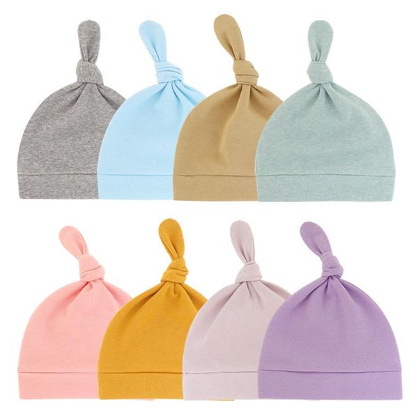 

caps & hats 1 pcs lovely handmade knotted baby girls hat comfortable warm cotton infant striped cap diy clothing decoration born headwear, Yellow