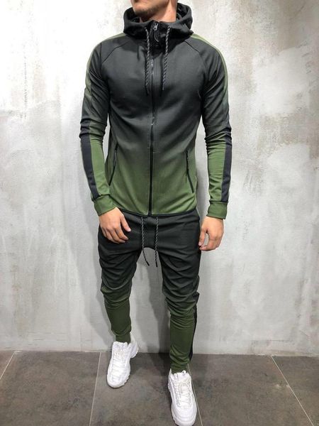 

men's sportswear two piece set mens casual hooded sports wear tracksuit training sweat suit men track s-3xl tracksuits, Gray