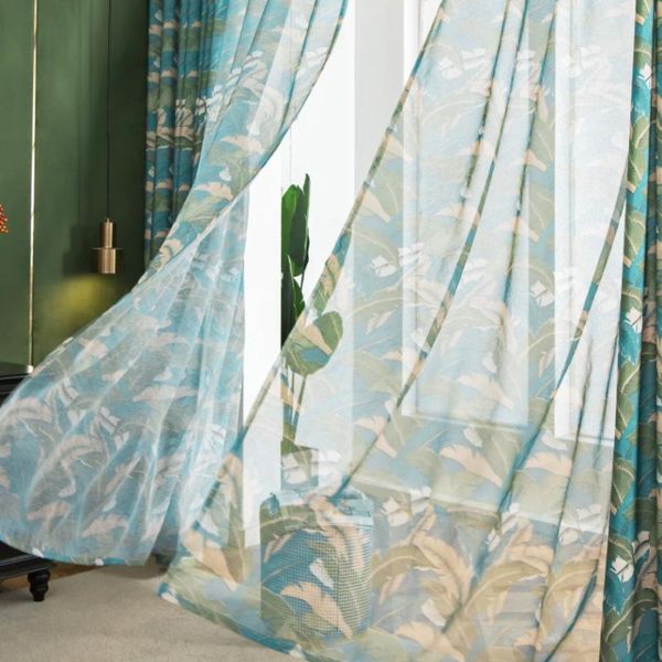 

curtain & drapes american style pastoral green botany curtains for living room cotton linen bedroom window treatments shading blinds