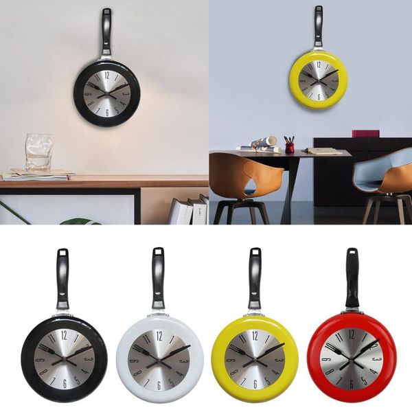 

wall clocks unique clock metal frying pan design kitchen themed cafe decor gifts