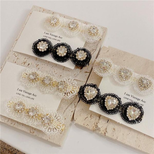 

hair clips & barrettes aomu romantic retro black white rhinestone lace love round irregular geometric hollow hairpin for women accessories, Golden;silver