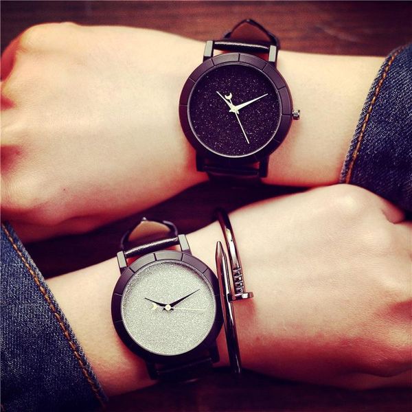 

wristwatches cute moon stars design analog wrist watch women unique romantic starry sky dial casual fashion quartz watches woman girl gift, Slivery;brown