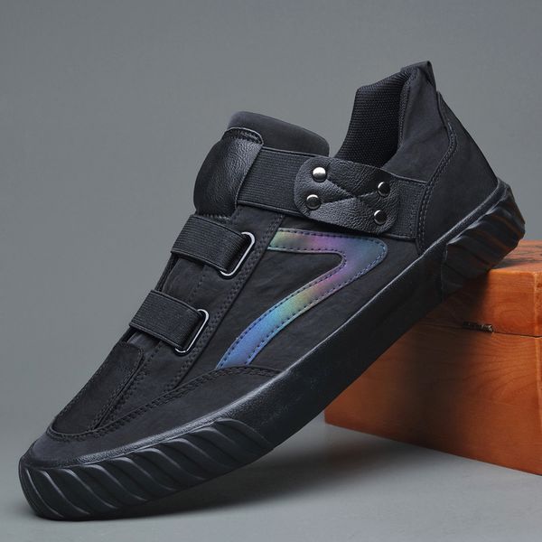 

New Men Casual Shoes Spring Summer Breathable Canvas Leisure Loafers New Street Fashion Slip-On Cool Flat Shoes Sneakers, Black
