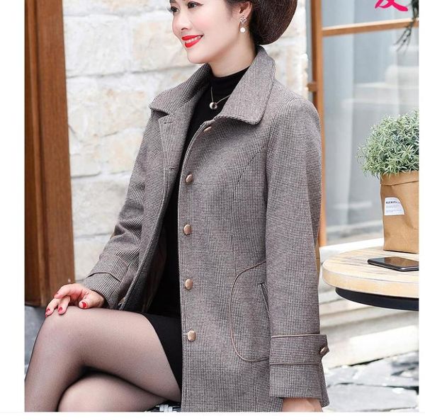 

women's wool & blends 2021 spring and autumn winter long sleeve woolen overcoat coat, Black