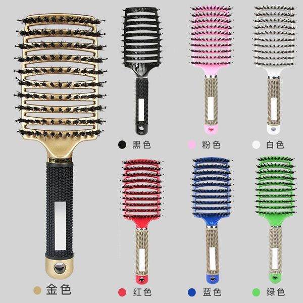 

manufacturers directly supply large curved comb bristles massage for curly hair multi-function styling arc brushes, Silver