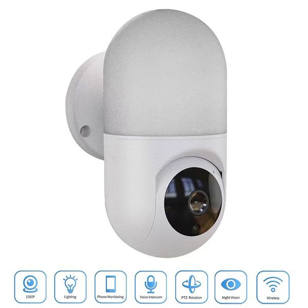 

1080p hd smart wifi ip camera with wall lamp ptz night vision voice intercom yoosee app remote security monitor cameras