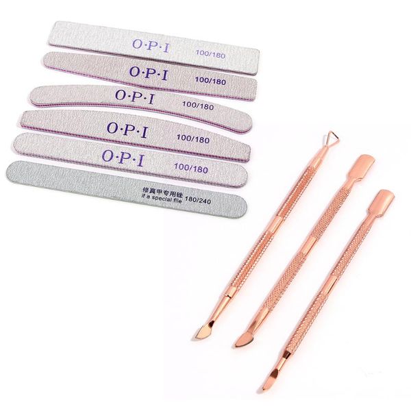 

nail art kits 2021 9pcs double-end care kit stainless steel manicure pedicure pusher fork trimmer 2-ways nails tool set for