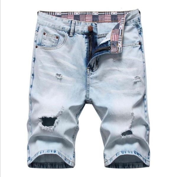 

men's shorts fashion mens ripped short jeans brand clothing bermuda summer cotton male casual denim plus size 36 38 40 42, White;black