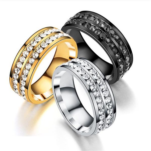 

wedding rings men's women's band finger ring black/gold/silver color stainless steel engagement for women men fashion jewelry, Slivery;golden